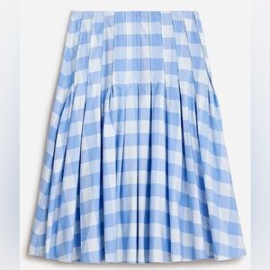 J Crew Pleated cotton poplin midi skirt in Bristow gingham